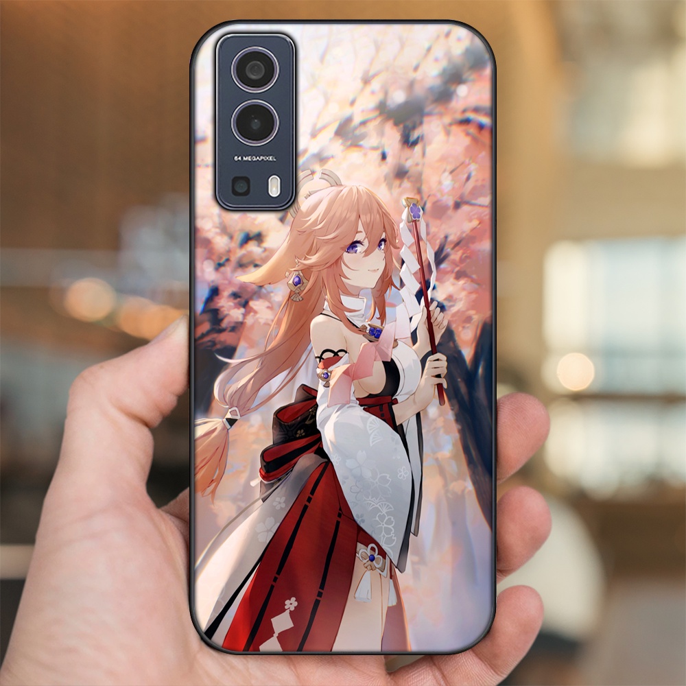 Ốp lưng Vivo Y72 5G viền đen in hình Yae Miko Genshin Impact