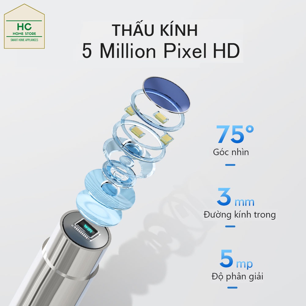 Máy lấy ráy tai camera thông minh không dây Earpick X3 có đầu nặn mụn, camera nội soi FHD 1080P dùng soi tai, mũi, họng