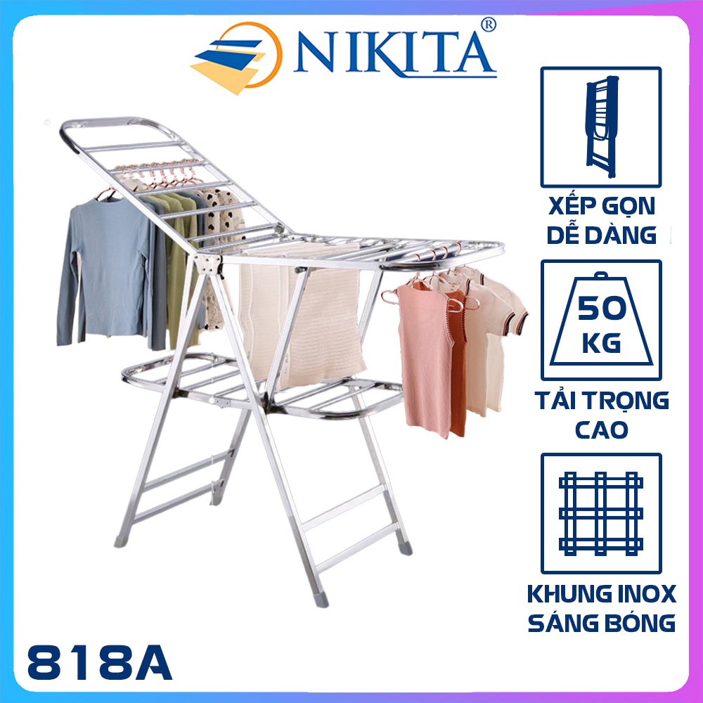 Giàn phơi để sàn hai tầng Inox gấp gọn tiện dụng NIKITA