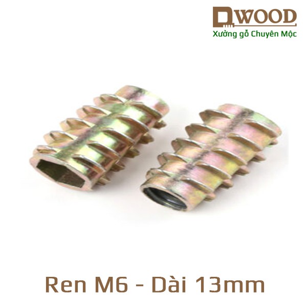 Ốc cấy DWOOD M6x13 ren trong không vành - cấy âm gỗ