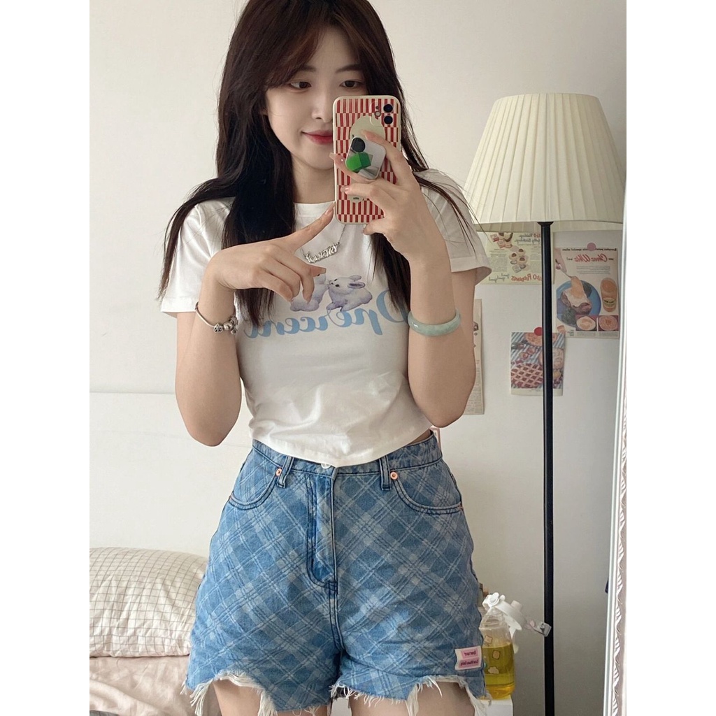 Áo Thun Ngắn Tay Dáng Ôm In Họa Tiết Thời Trang Mùa Hè Mới Cho Nữ
