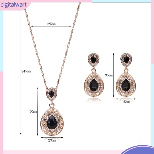 Bộ trang sức bông tai đá kim cương giả hình giọt nước cho nữ