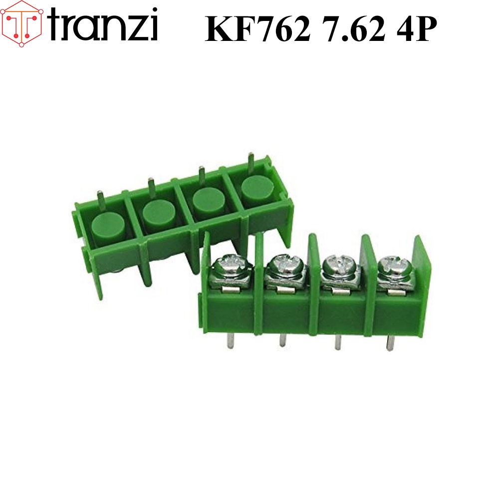 Cầu đấu 7.62mm KF762 7.62 4P chân cắm thẳng xanh - túi 10 cái