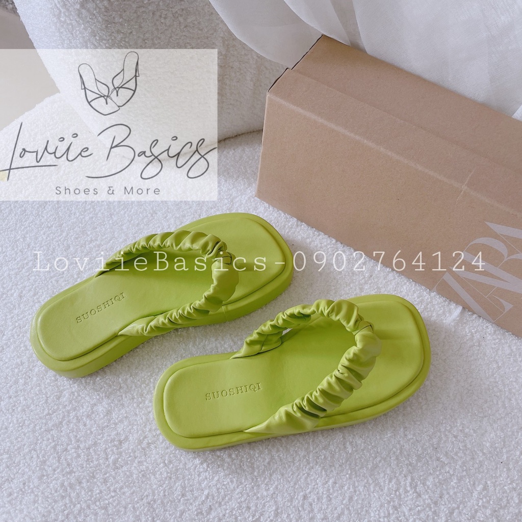 DÉP XUỒNG NỮ LOVIIE BASICS - DÉP THỜI TRANG QUAI KẸP NHÚNG - DÉP ĐẾ BẰNG 3 PHÂN D220310 D220403