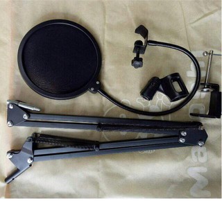 Combo Màng lọc chống tạp âm và Chân kẹp bàn cho mic thu âm