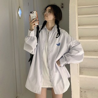 Áo sơ mi kẻ thêu con bướm xinh