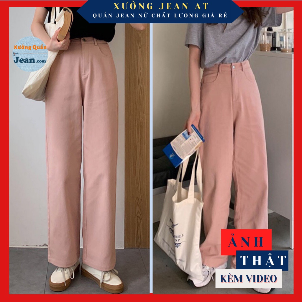 Quần Baggy Kaki Nữ Dáng Dài Ống Suông Rộng Ulzzang Màu Hồng Cực Xinh 522