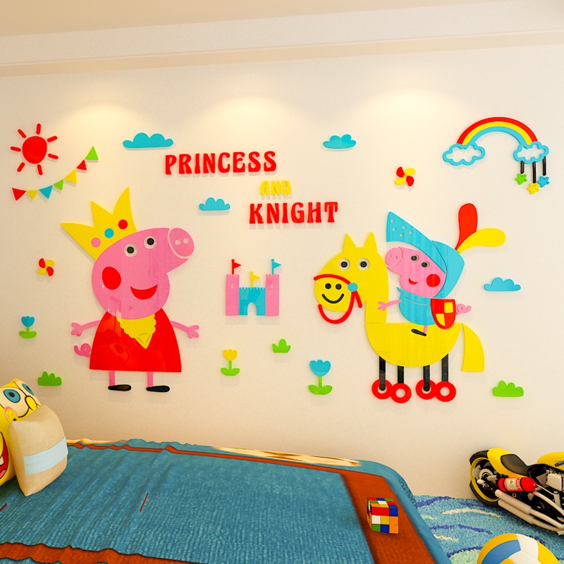 Tranh Mica trang trí Hoạt hình heo con trang trí phòng cho bé, trường mầm non Nhiều Size - EPeBen