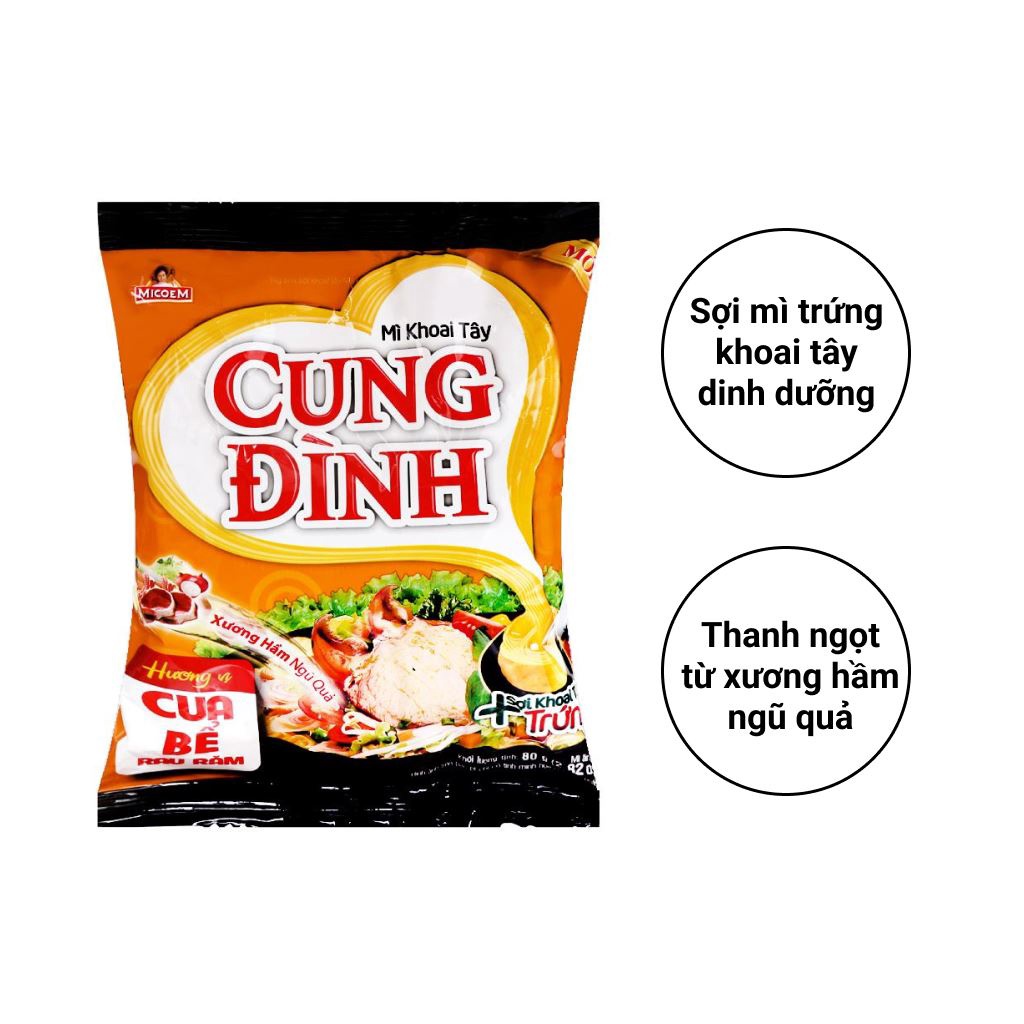 Thùng 30 gói mì khoai tây Cung Đình 80g