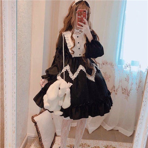 >! Váy đầm cho bé gái Lolita dành cho trẻ em 12 tuổi Công chúa bắp cải Hai chiều Cô gái mềm mại Lolita 10 tuổi
