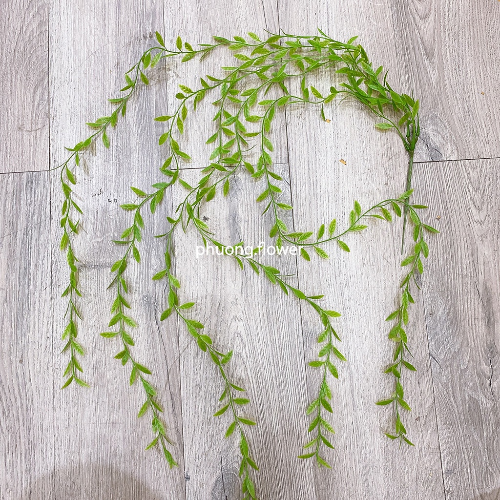 Dây lá cúc tần ấn độ giả nhựa dài 100cm 5 nhánh lá dùng trang trí nhà cửa giỏ dây leo hoặc rèm dây lá ban công tuyệt đẹp