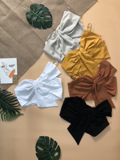 ÁO CROPTOP NƠ LINEN
