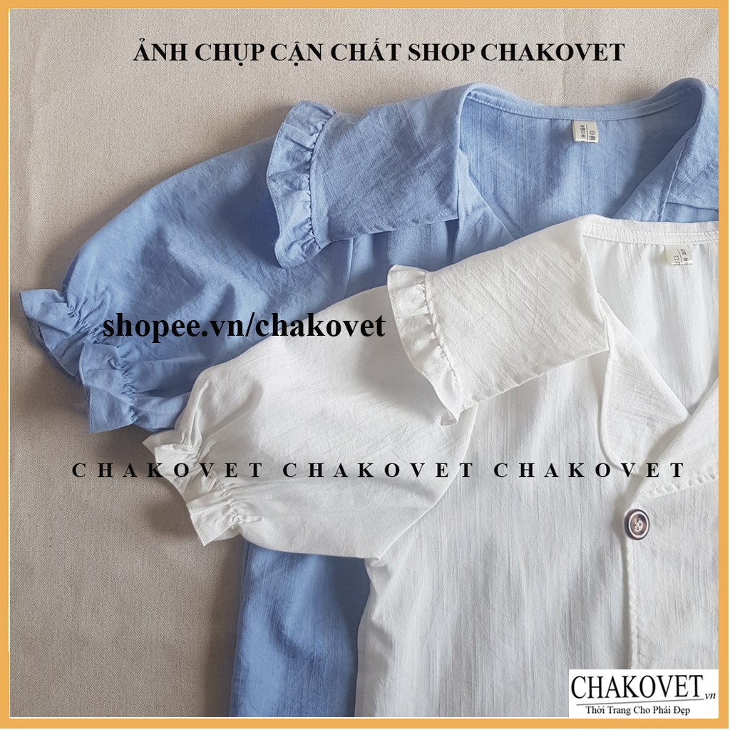 Áo kiểu nữ 6 khuy cổ bèo CKA837, kiểu áo sơ mi nữ tay ngắn bo chun mặc đẹp tôn dáng đẹp da phù hợp đi làm đi chơi | BigBuy360 - bigbuy360.vn