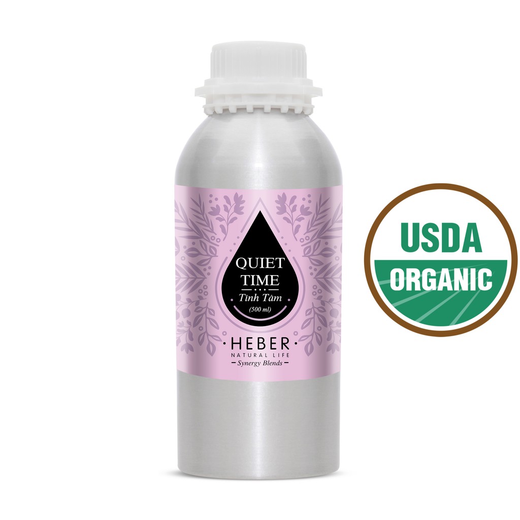 (Chai Lớn 500ml/1000ml)Tinh Dầu Tĩnh Tâm Quiet Time Blend Heber Natural Life, Cao Cấp Nhập Khẩu, Thiên Nhiên Nguyên Chất