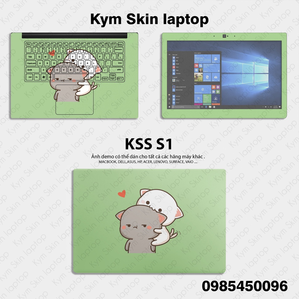 Miếng Dán Laptop Mẫu Gấu Cặp Dễ Thương - Dán Cho Tất Cả Các Dòng Máy