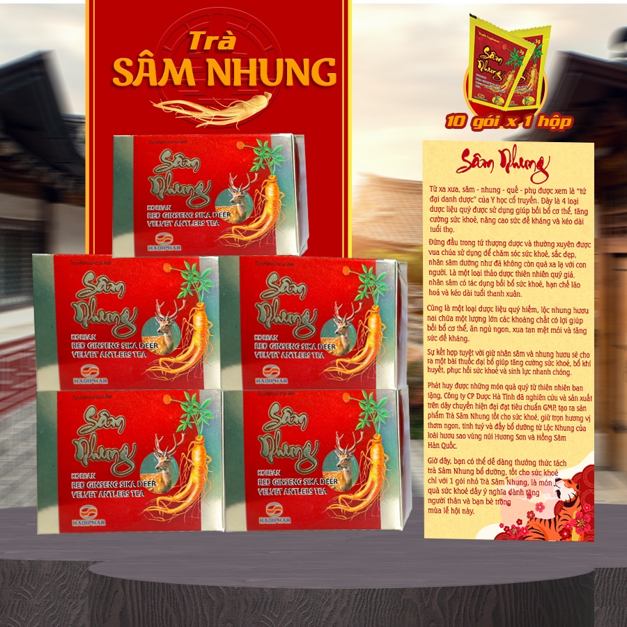 Trà Hồng Sâm dạng hộp bồi bổ cơ thể, tăng cường sức khỏe, phù hợp với người già, mới ốm dậy (10 gói)
