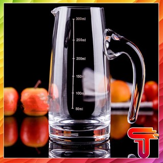 Ly thủy tinh chia vạch 300ml có tay cầm / Ly rót nước rót rượu thủy tinh chia ml