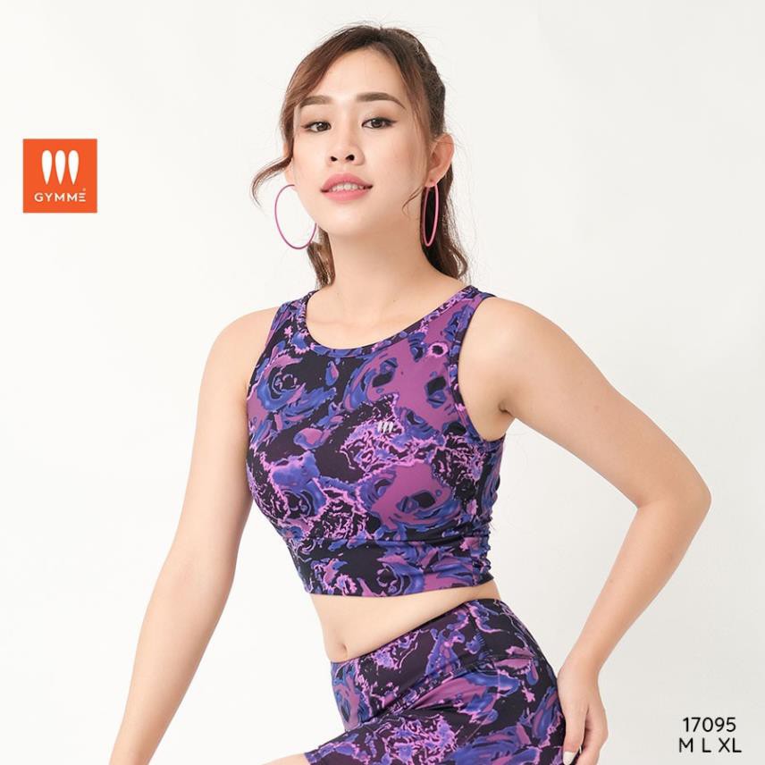 Áo tập gym yoga nữ dáng croptop ba lỗ GYMME họa tiết - 17095 ་