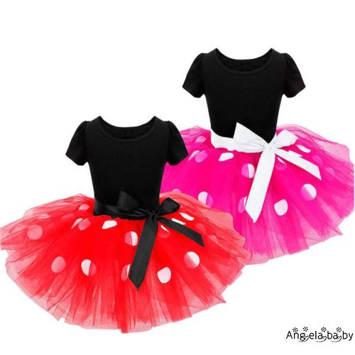 Set đầm xòe + băng đô phong cách chuột minnie đáng yêu cho bé