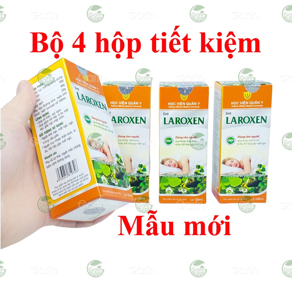 [HÀNG CHUẨN HỌC VIỆN QUÂN Y] Bộ 4 hộp Siro thảo dược Laroxen Học Viện Quân Y (100ml x 4) giúp ngủ ngon, ngủ sâu giấc hơn