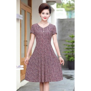 Đầm Thời Trang -Váy Trung Niên, Thiết Kế Họa Tiết Sang Trọng