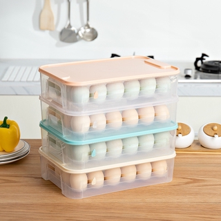 Stackable egg storage box with lid, kitchen refrigerator fresh-keeping box, household plastic egg rack holder, egg box