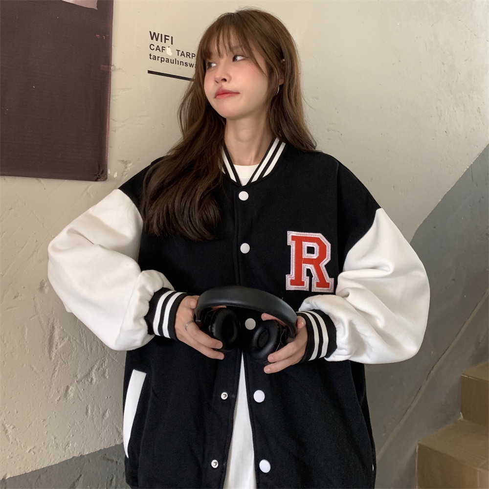 Cofen Korean style loose-fitting versatile thin jacket baseball uniform jacket coat