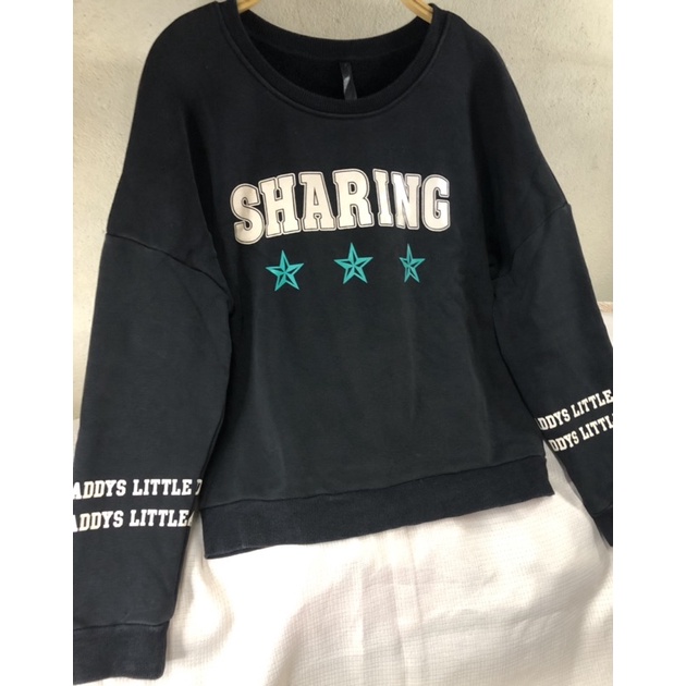 [Ảnh Thật]AS104 Áo nỉ sweater đen lót lông ấm size S hàng 2hand
