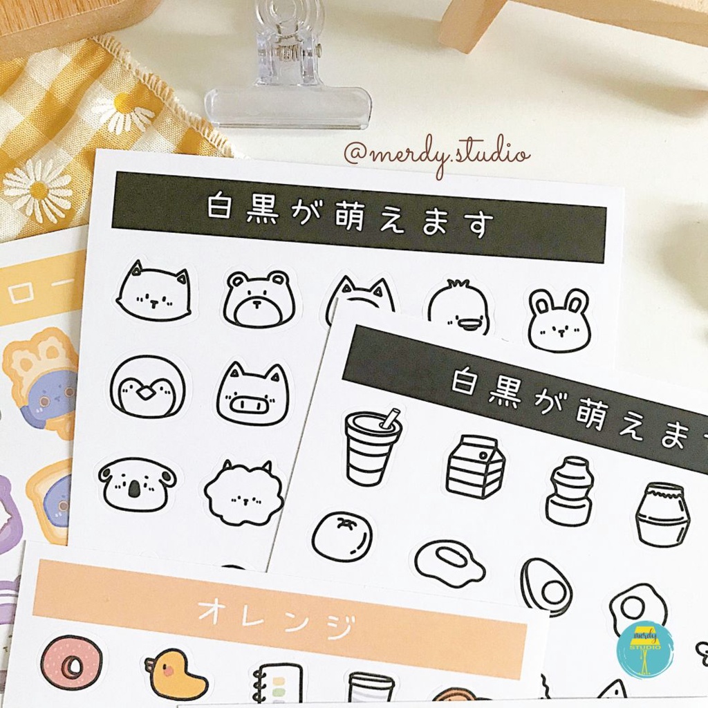 2 tờ sticker cute dán trang trí hình vẽ liên minh thú cưng &amp; trái cây siêu cấp đáng yêu