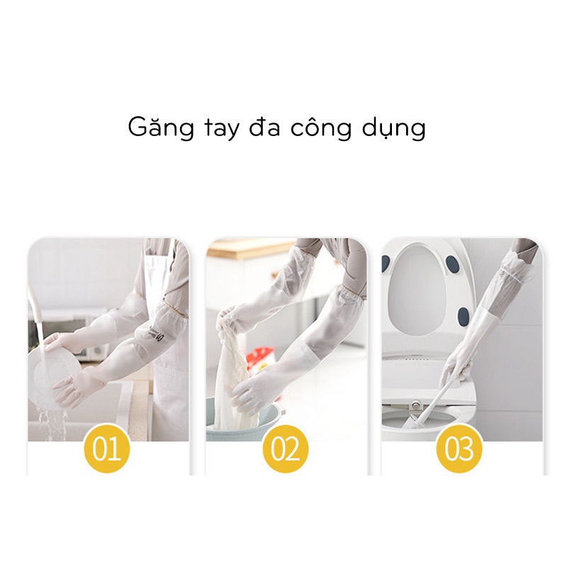 Găng Tay Cao Su, Găng Tay Rửa Chén Bát Cao Cấp Loại Dài Siêu Dai