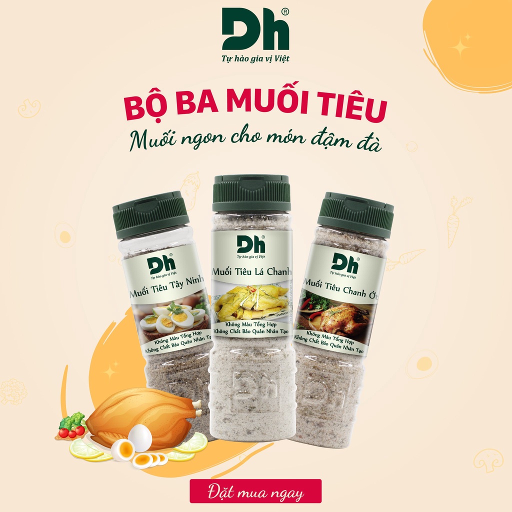 Muối tiêu chanh ớt Tây Ninh Dh Foods muối chấm hoa quả, đồ ăn 50gr