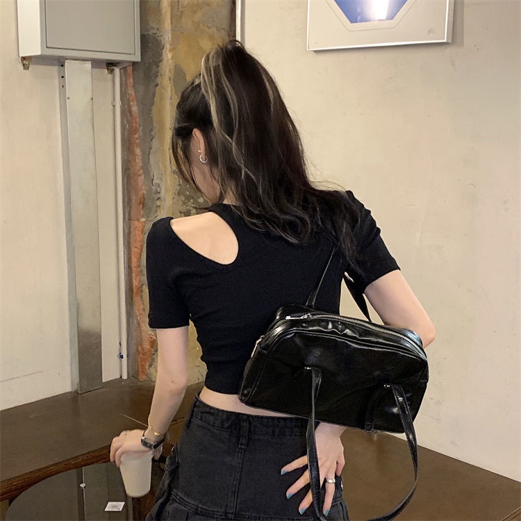 Áo thun croptop COZOKC tay ngắn thiết kế quyến rũ thời trang