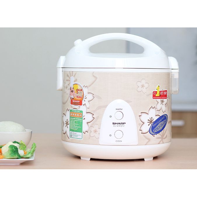 Nồi cơm điện Sharp 1.8 lít KS-N191ETV-Hàng trưng bày -SX Thailan,Lòng nồi chống dính,nấu 3D