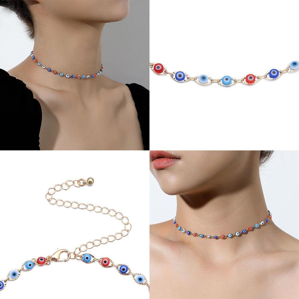 Vòng cổ Mạ Vàng 14K Phối Mặt Hình Mắt Quỷ Độc Đáo Thời Trang Cho Nữ