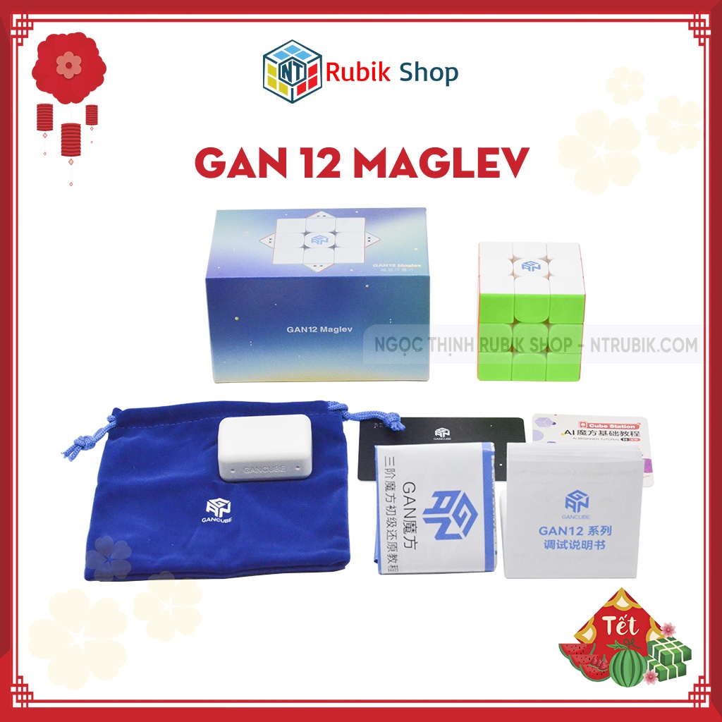 Rubik 3x3x3 GAN 12 SERIES 3 phiên bản: Maglev & Gan 12M LEAP Stickerless không viền