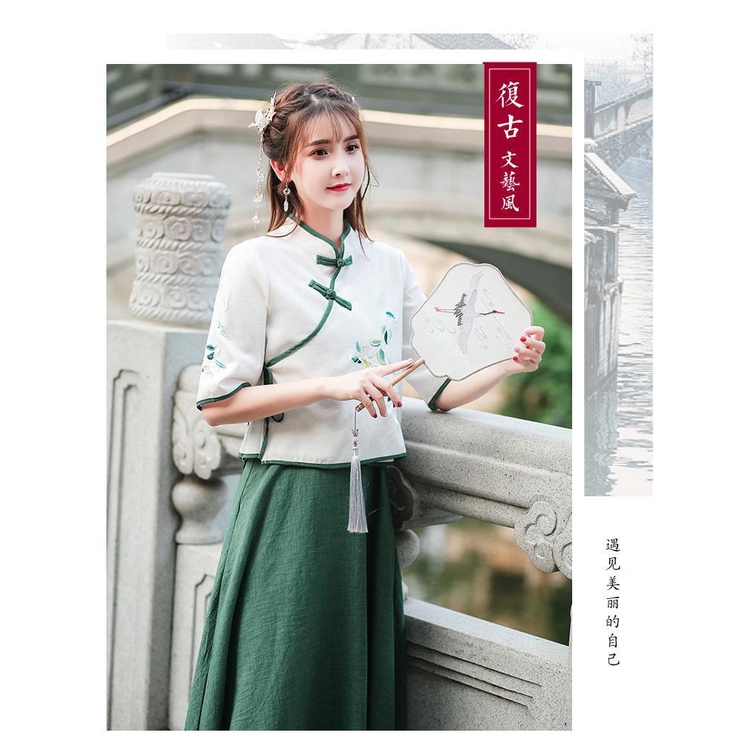 Đồ Hán Phục cách tân che bụng kiểu phương Tây phong cách mùa xuân