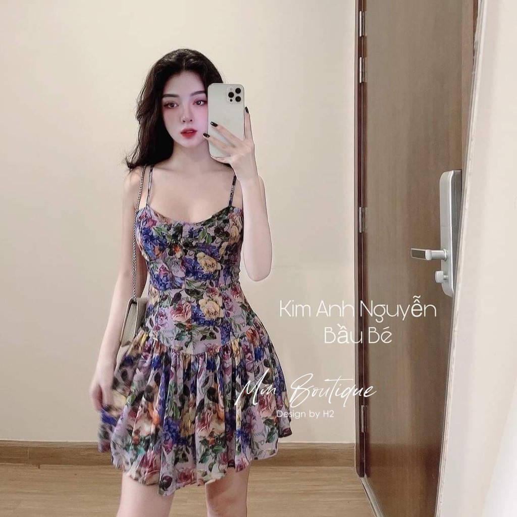 VÁY 2S HOA TÍM CHÂN BÈO 2 LỚP | BigBuy360 - bigbuy360.vn