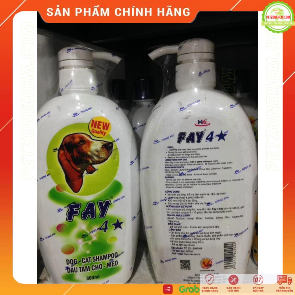 Sữa tắm cho chó Fay 4 sao 300ml|800ml  FREESHIP 20K  Dầu tắm Fay chó mèo tác dụng 4 trong 1 | PetZoneHCM