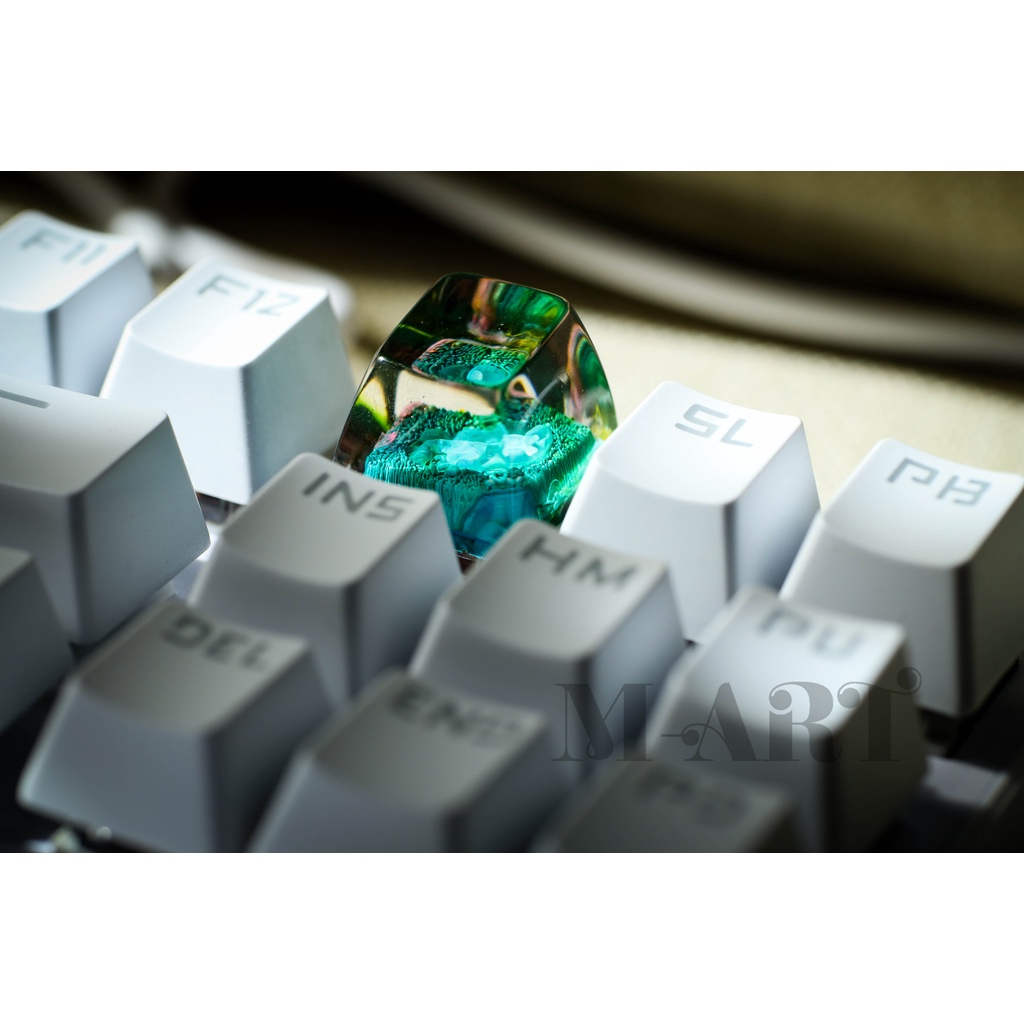 "Nút Bàn Phím Cơ" chủ đề Green Texture Xuyên Led - Green Texture resin keycap