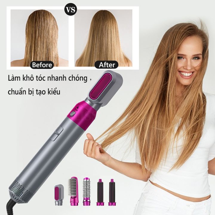 Máy Làm Tóc 5 In 1 - Máy Sấy Tóc Tạo Kiểu Styler, Uốn Duỗi Tóc Kết Hợp Lược Chải Tóc 5 In 1 - Bảo Hành 5 Năm