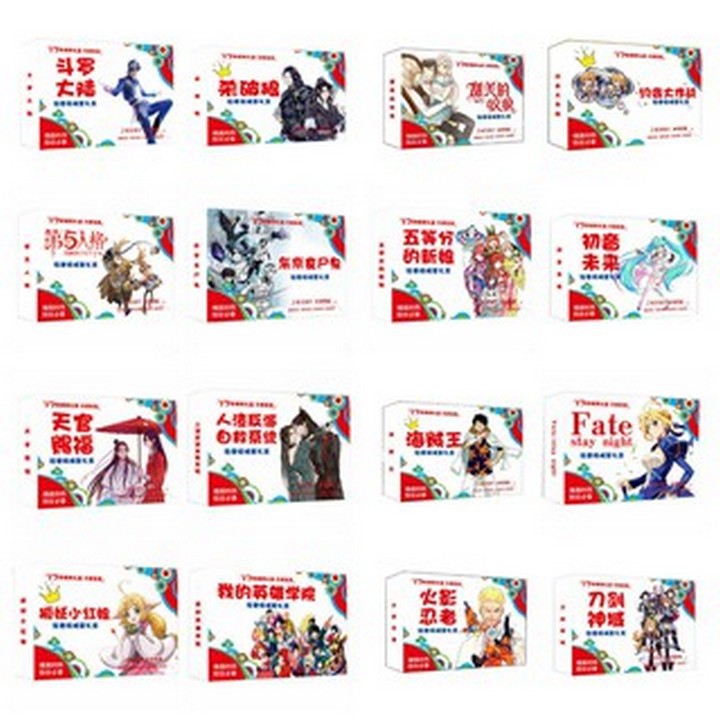 (80) Hộp quà tặng anime bìa vàng chibi identity date a live vết cắn ngọt ngào miku naruto one piece tokyo ghou có poster
