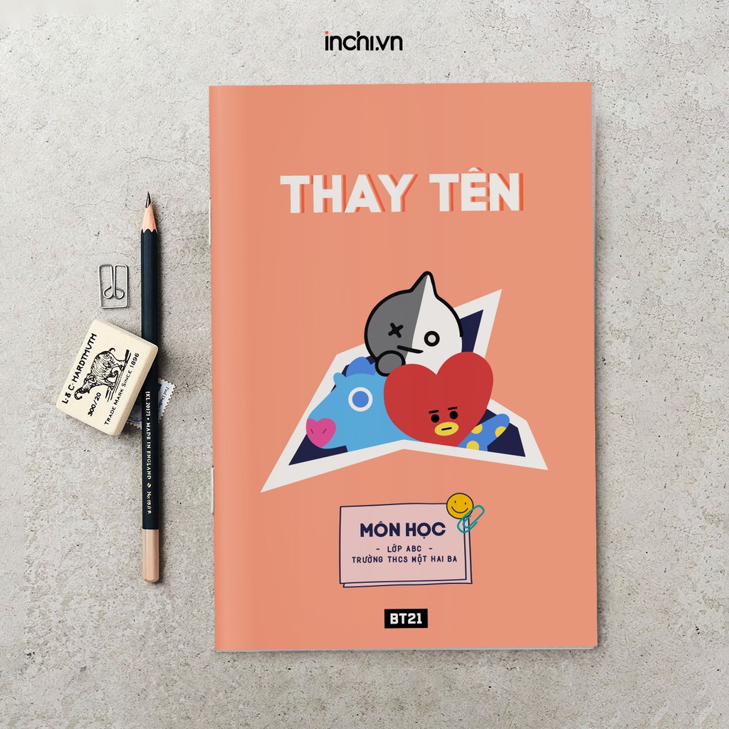 ( IN THEO YÊU CẦU ) TOP 5 MẪU VỞ KẺ NGANG 80 TRANG IN TÊN KHÁCH VÀ NHÂN VẬT BT21 CỦA BTS ĐÁNG YÊU - NĂM HỌC MỚI