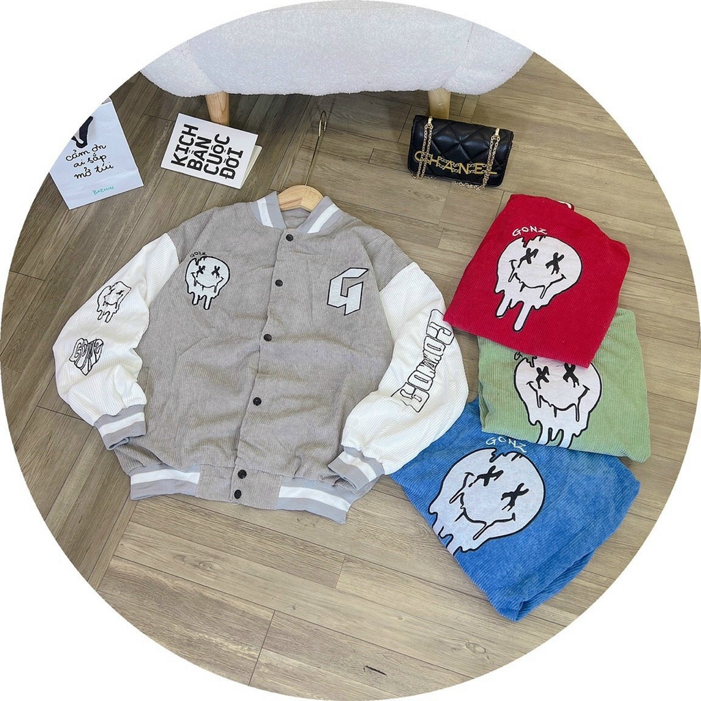 Áo Khóac Nhung Tâm Jacket Varsity Form Rộng