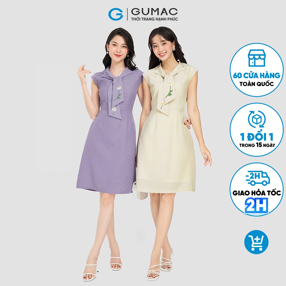 Đầm tay rơi thêu hoa thời trang GUMAC DC08130