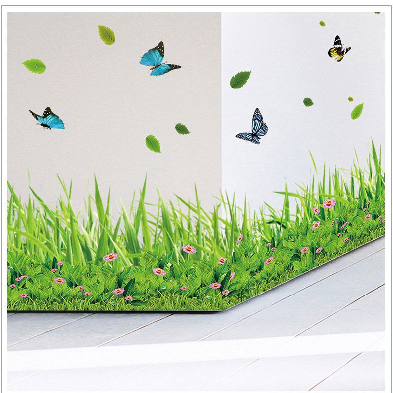Decal dán chân tường ⚡ FREESHIP ⚡ hoa cỏ xanh DCT025 - PVC vinyl