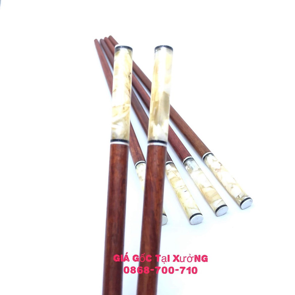 10 đôi đũa ăn gỗ tự nhiên Cẩm Lai đầu cẩn trai tròn