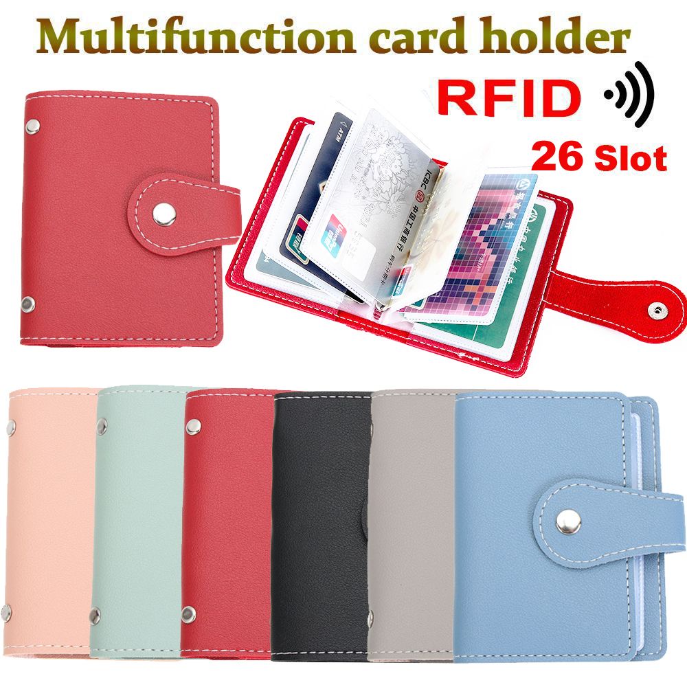 Ví Da PU 26 Ngăn Đựng Thẻ Đa Năng Màu Sắc Ngọt Ngào Thời Trang