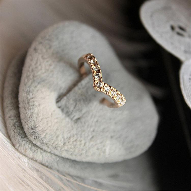 Korean The Classic V-shaped Finger Ring Unique Diamond Pinky Ring Tail Ring Wholesale Jewelry Fashion Jewellery