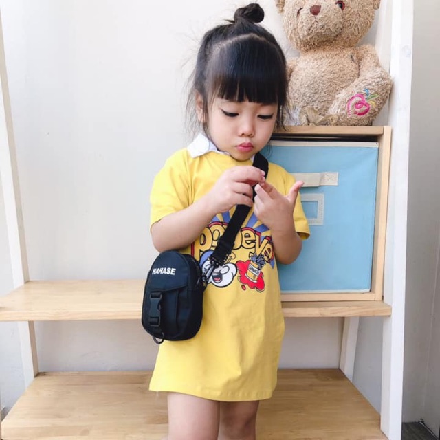 Đầm thun cổ sơmi cho bé gai
