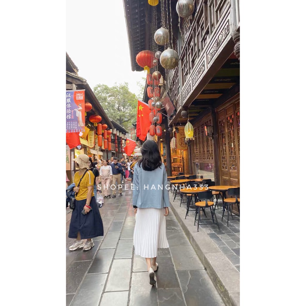 ⭕LOẠI 1 || Chân váy dáng dài dập ly basic đơn giản dễ phối đồ ULZZANG